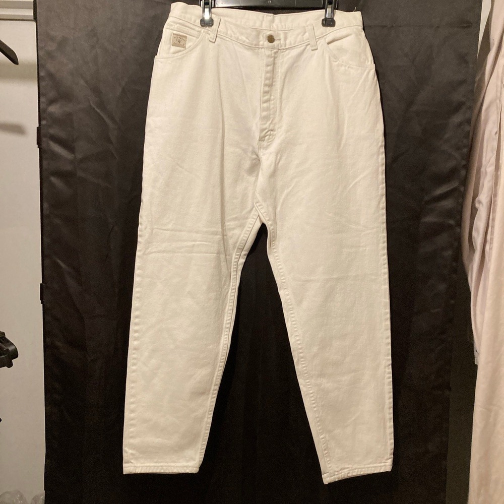 Vintage USA Wrangler for Women White Mom Jeans 32x29 18 High Waisted Tapered